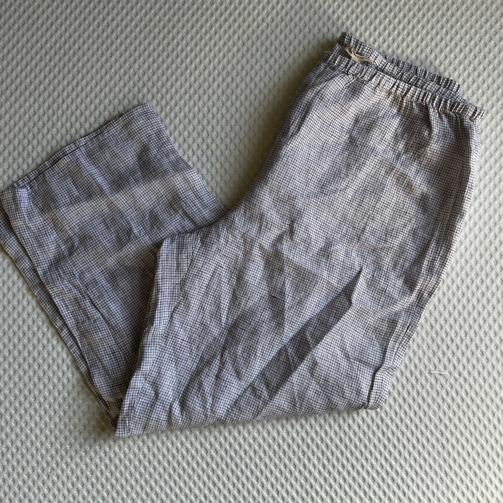 Eileen Fisher Gray Checkered Ankle Pants